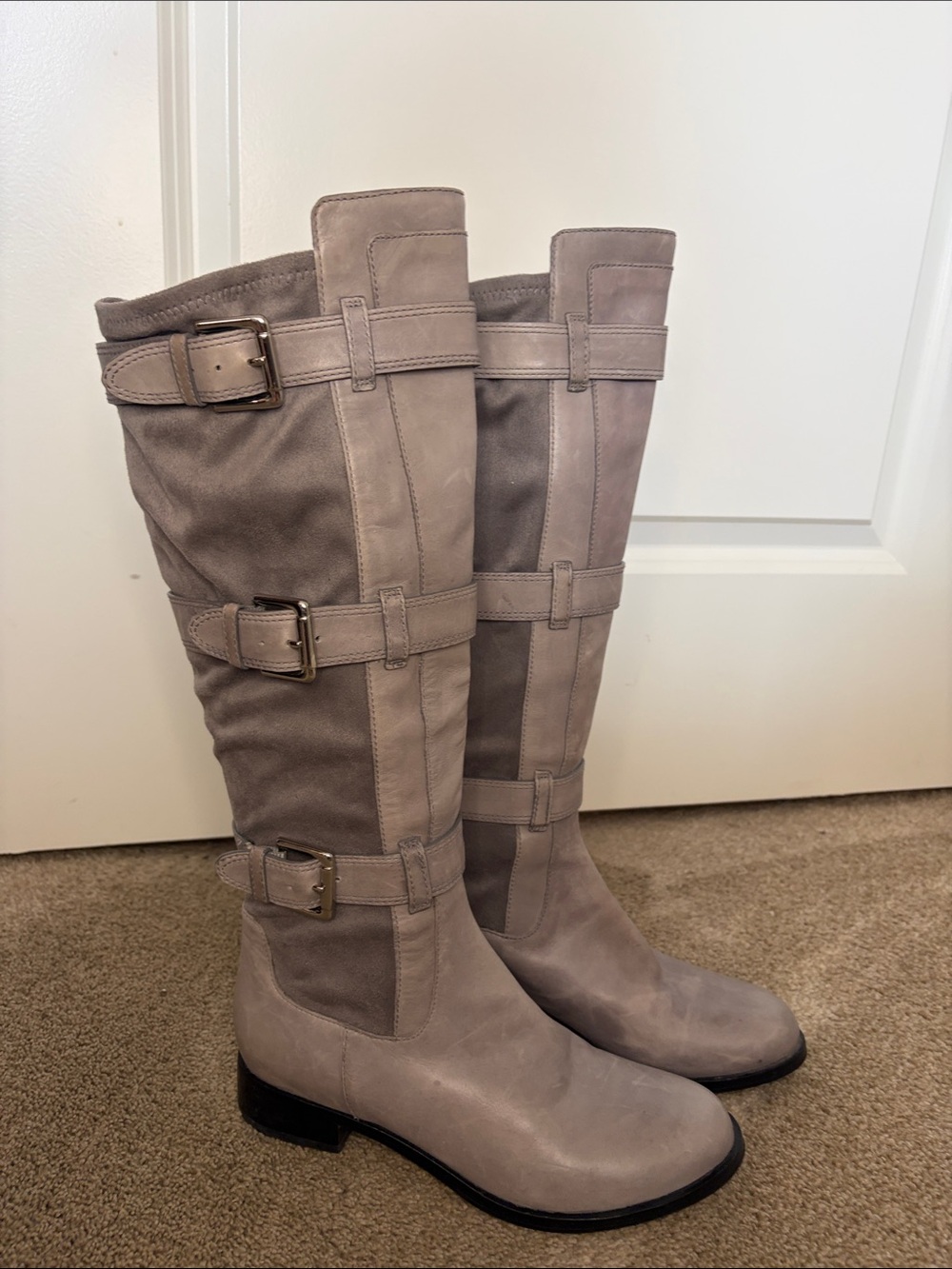 Nike Taupe Over-the-Knee Buckle Riding Boots